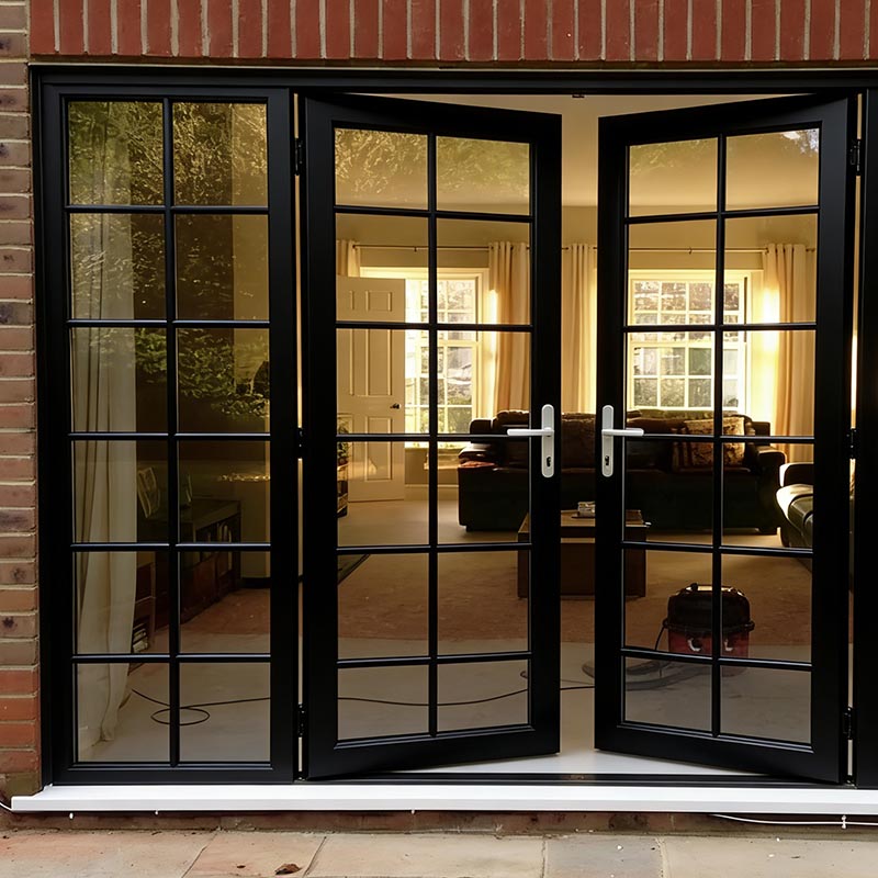 Energy Efficient Houses Frosted Glass Balcony Window Windproof Aluminum French Windows