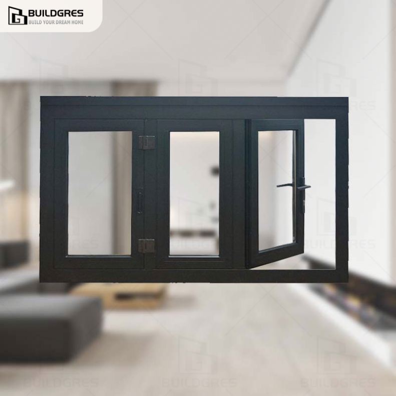 Buildgres Modern Design Aluminium Stacking Folding WindowsThermal Insulation Soundproof Features Large Opening Bifold Glass Door