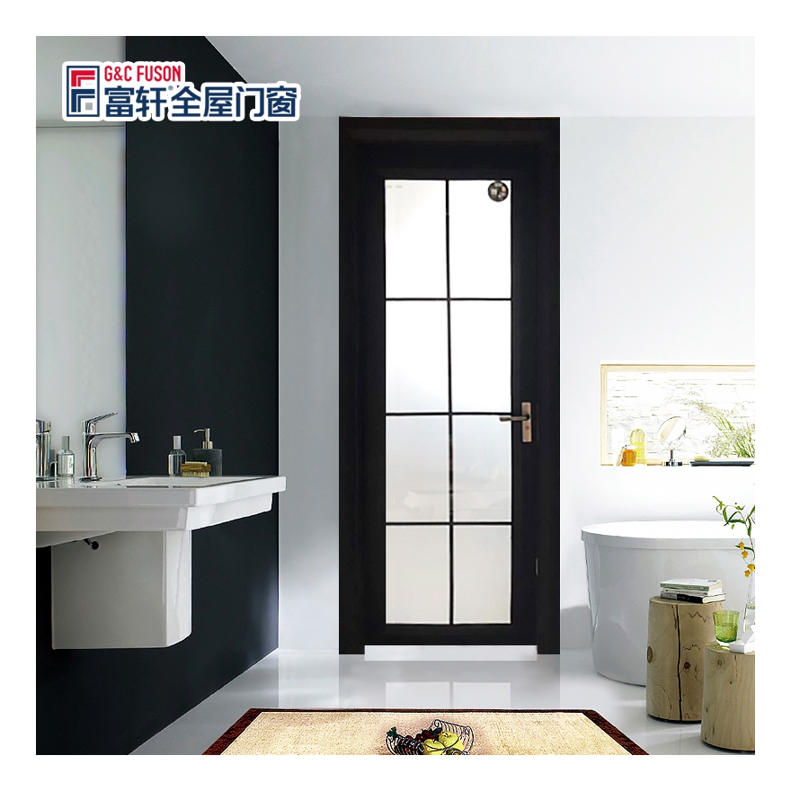 Fuson Tempered Glass Casement Door Aluminium Casement Door Interior Bathroom Swing Door With Private Label Wholesale