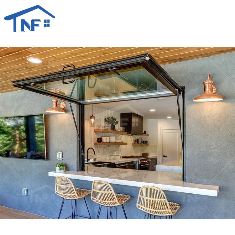 Aluminum Gas Strut Awning Window Double Glazed Glass Aluminum Windows For Kitchen