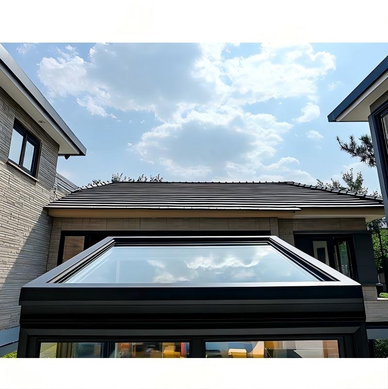 Sunnysky Tempered Glass Balcony Transparent Aluminium Sunshine Room Electric Sunroof Motorized Roof Window Skylight