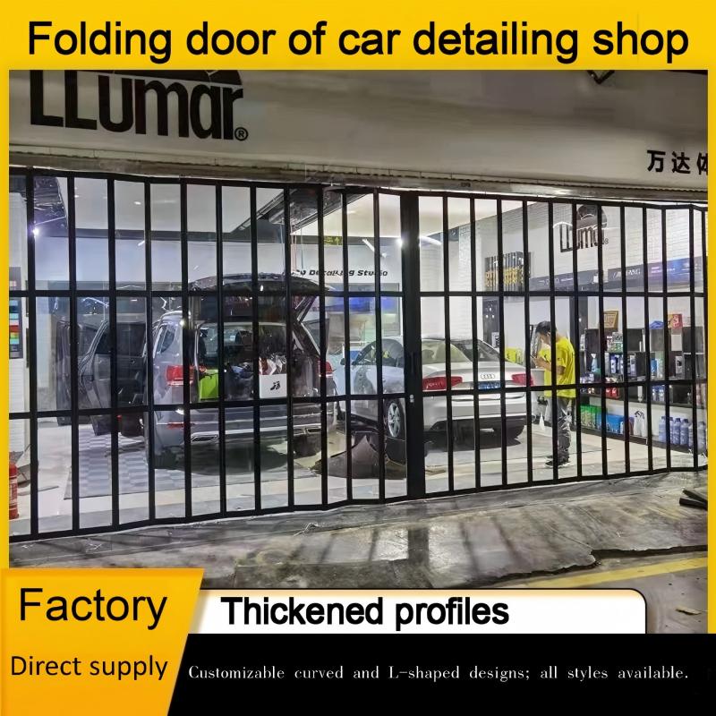 Acrylic Crystal Folding Door Custom Aluminum Sliding Partition Door for Kitchen Bathroom Car Wash Commercial Residential