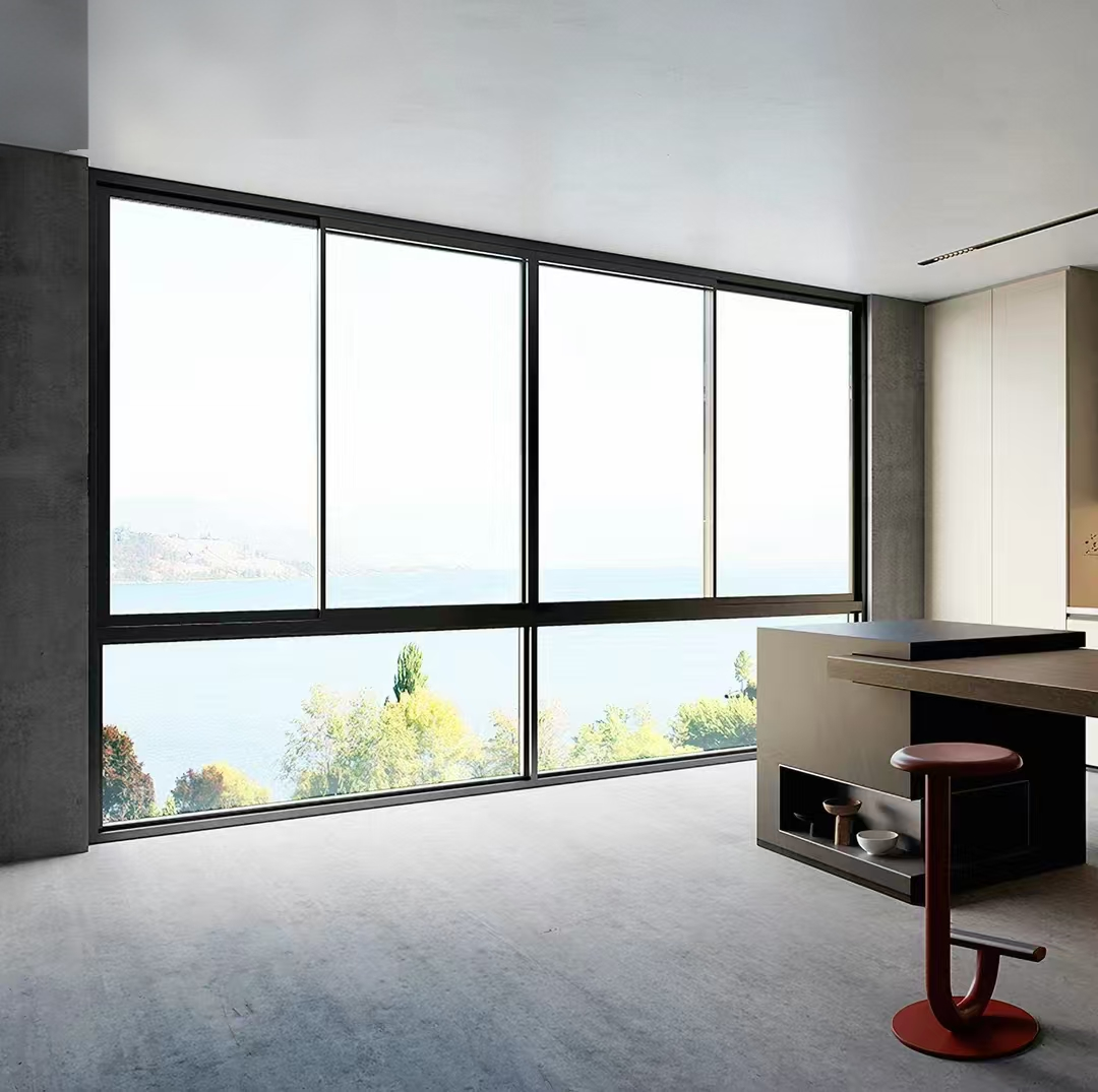 120 Series Horizontal Sliding Window Modern Bathroom Exterior Aluminum Alloy Frame Double Low E Glass