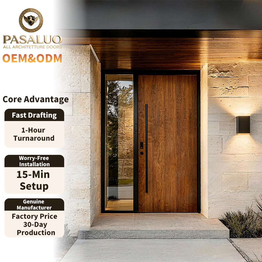2026 OEM PSL Modern High Security Cast Aluminum Home Villa Residential Entrance Security Front Entry Exterior Doors For Houses