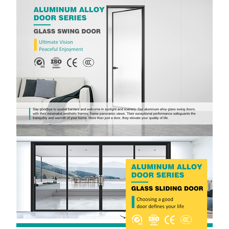 Soundproof Aluminum Alloy Swing Door Acoustic Glass Casement Door Bedroom Office Quiet Living Interior Door Finished Minimalist