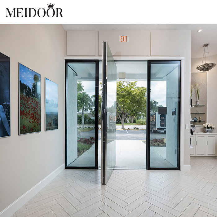 China Supplier House Office Commercial Grade Aluminium Glass Pivot Door for Hotel Spring Door Entrance Door