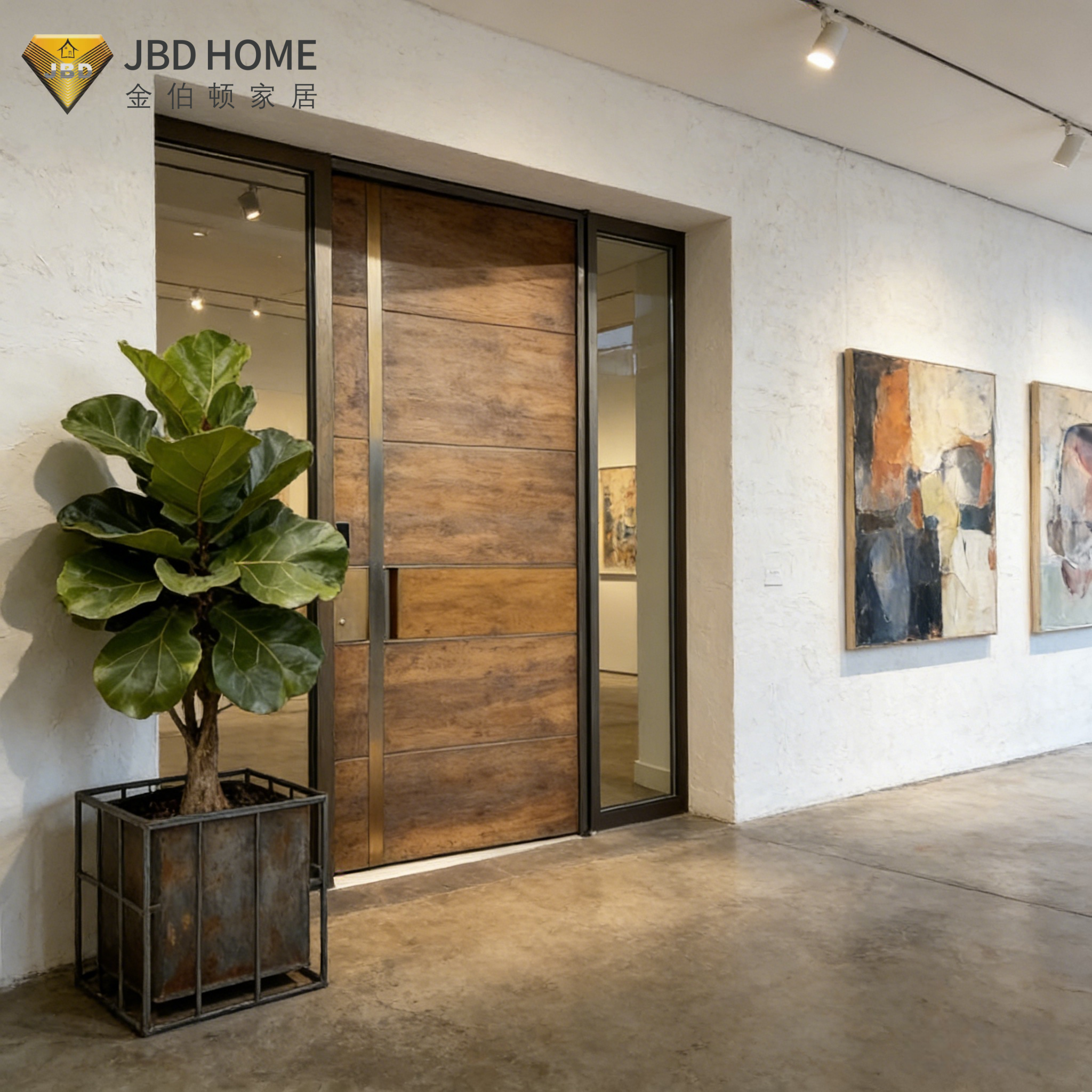 Modern Aluminum Pivot Door With Heavy Duty Hinge - High Security Front Entry Pivot Doors For Luxury Villa Entrance