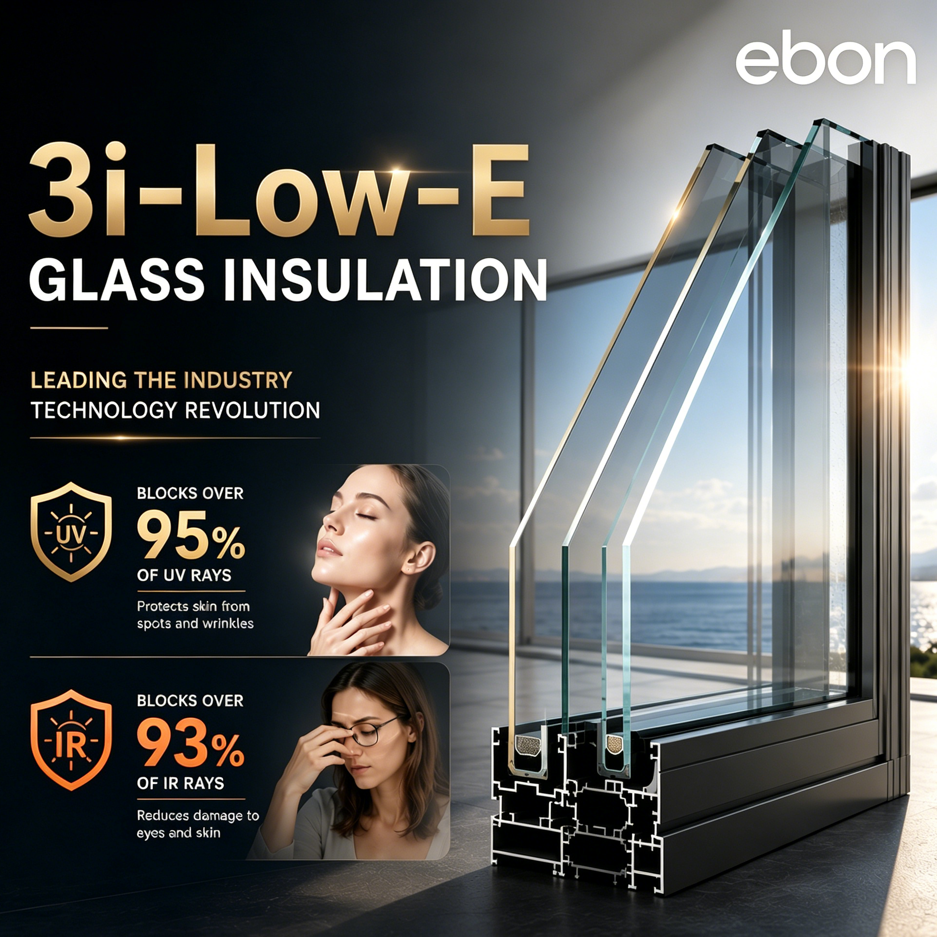 Energy Efficient Houses Frosted Glass Balcony Window Windproof Aluminum French Windows