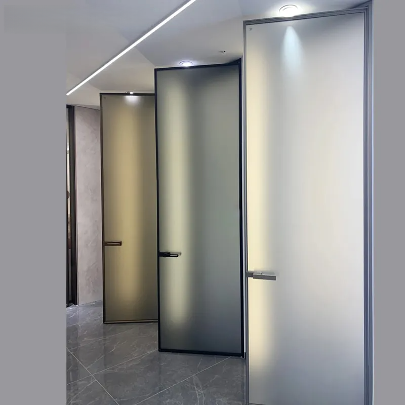 Breathable Modern Manual Aluminum Bathroom Door Half-Glass Ventilation Grille for Natural Light Waterproof/Heat Insulation