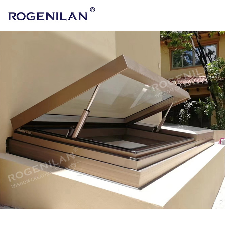 Automatic Aluminum Tempered Glazed Skylight Rooflights Residence Thermal Break Roof Electric Awning Windows