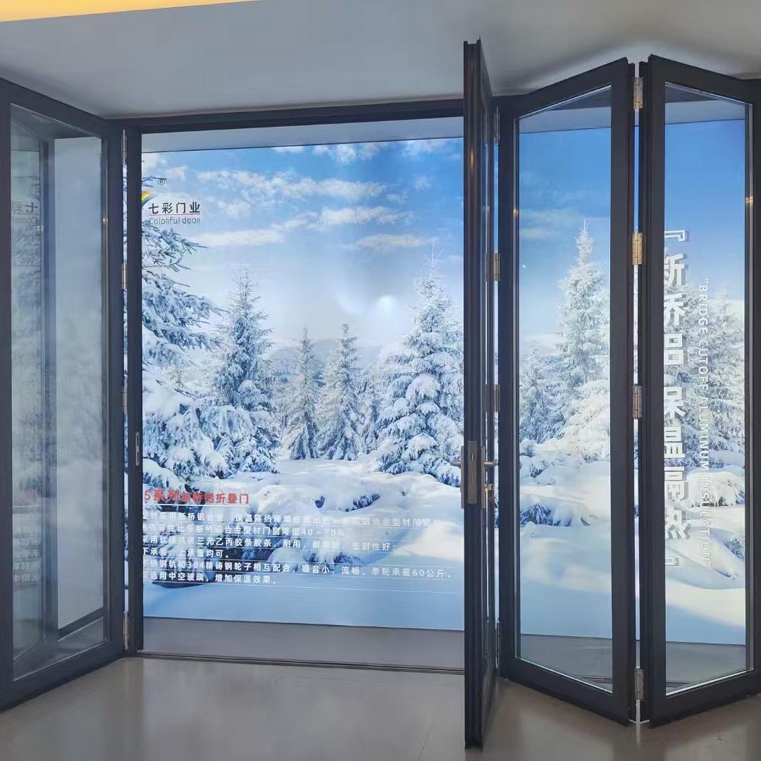 Modern Design Double or Triple Glazed Aluminum Folding Screen Doors Wholesale Factory Price Heat Insulation Glass Door System