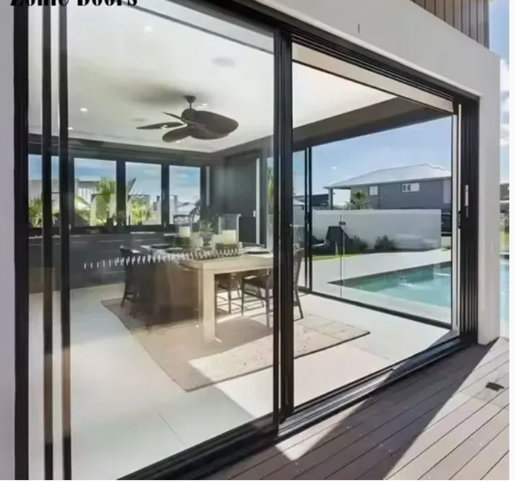 Black Aluminum Double Glazed Low E Glass Soundproof Exterior Sliding Doors for Bedrooms Kitchens Living Room Warehouse Apartment