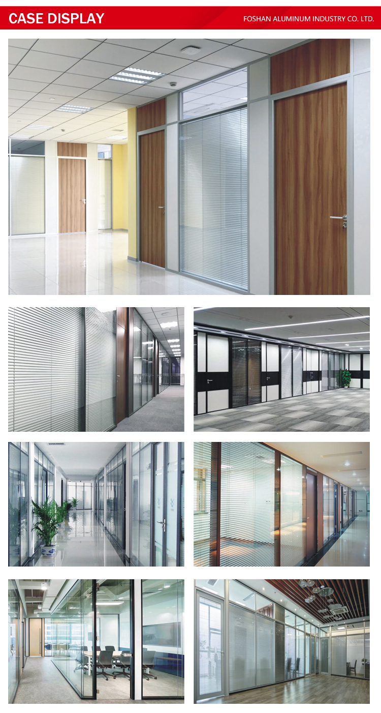 High Acoustic Double Glass Wall Aluminum Frame Demountable Panels Contemporary Office Fitout Office Partition