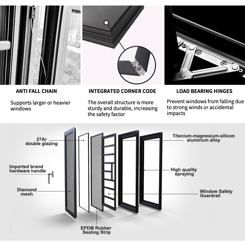 EEHE Modern Arched Thermal Insulation Casement Windows Aluminum NFRC Certified Double Glazed Soundproof Swing Windows For Villa