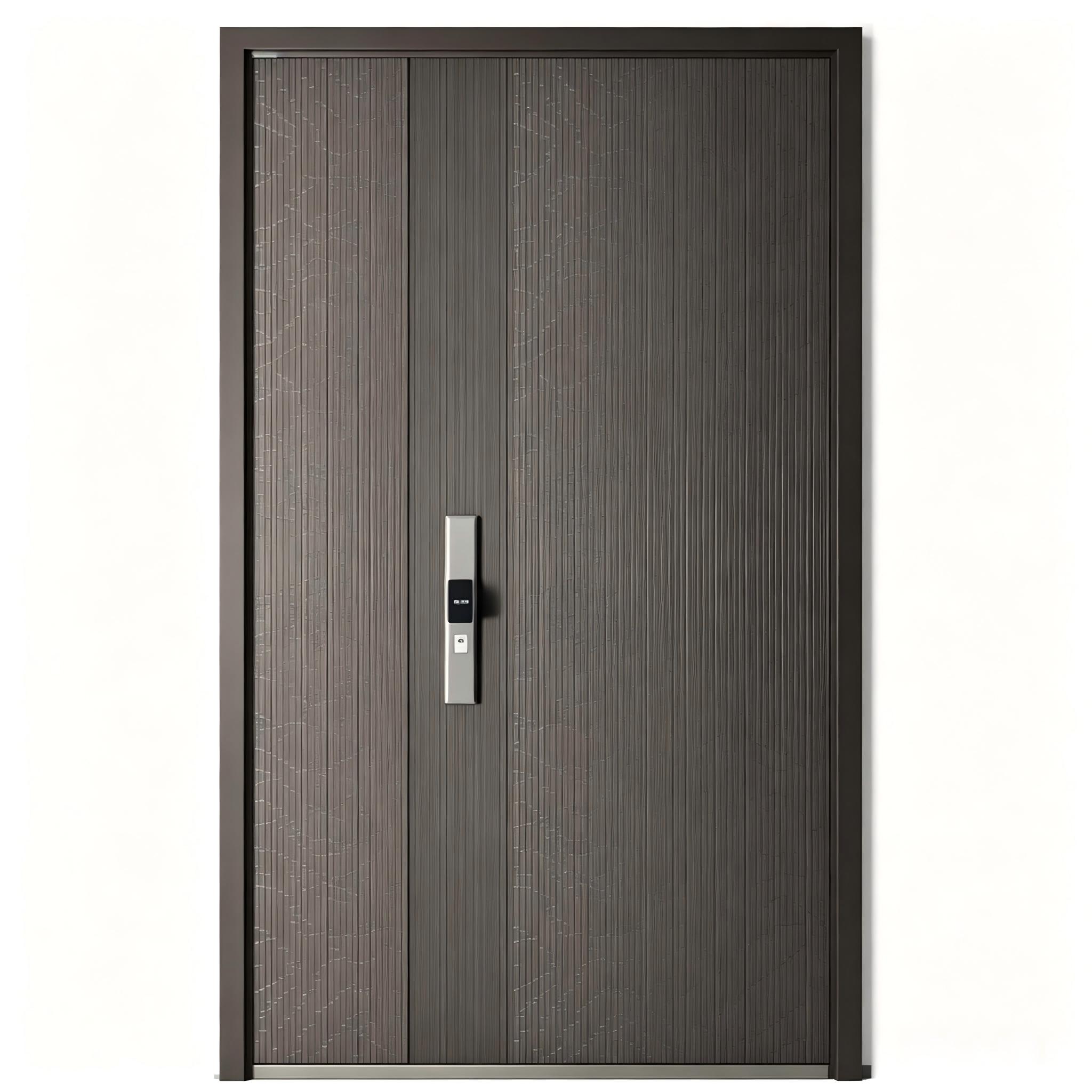 Thermal Break Aluminum Modern Single and Half Leaf Entry Door Low-E Glass Fingerprint Lock PVDF Coating Villa Hotel ODM Custom