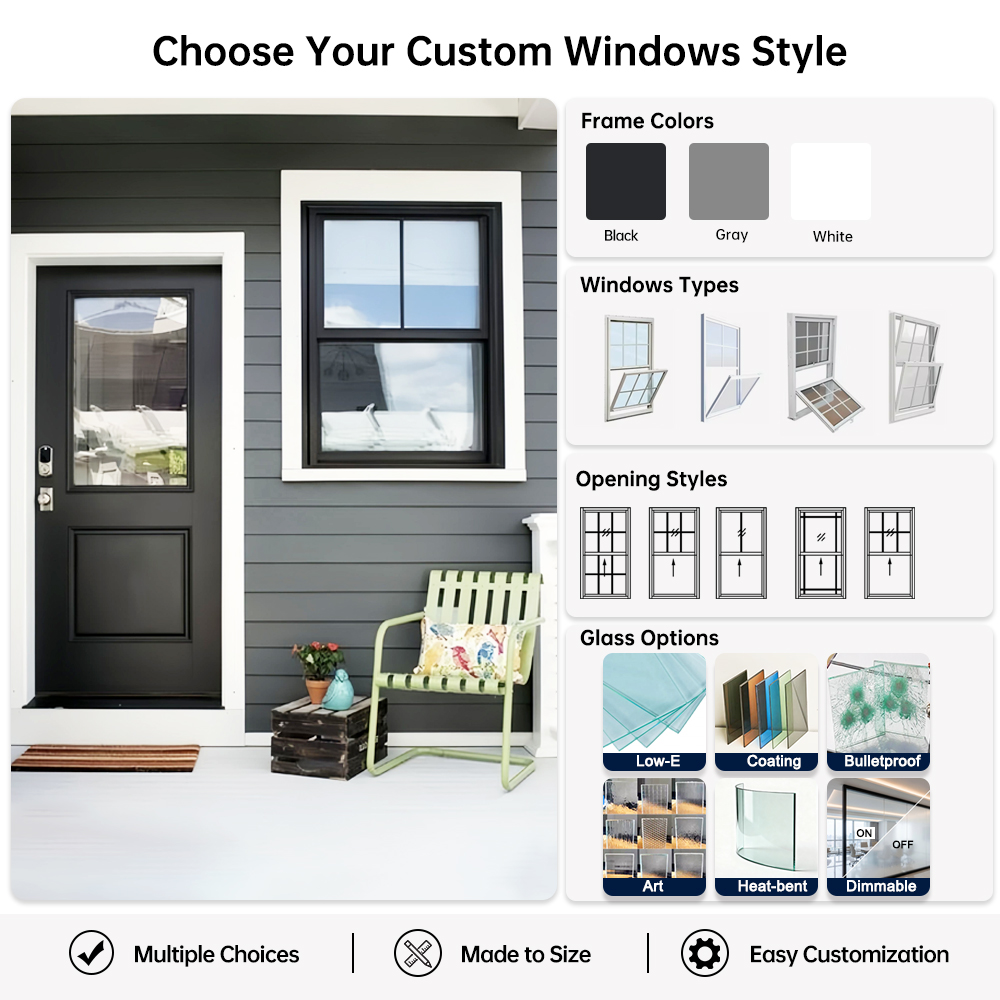 EEHE Vertical Aluminum Sliding Window CE Certified Thermal Break Windproof Anti-Fall Single Hung Soundproof