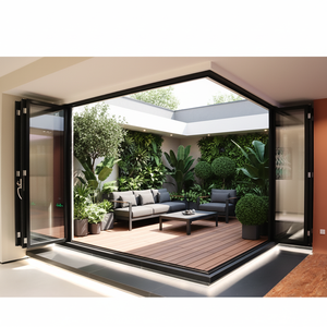 Double Tempered Glass Thermal Break Bi-Fold Door Modern Soundproof Tropical Design Foldable Aluminum Patio Door
