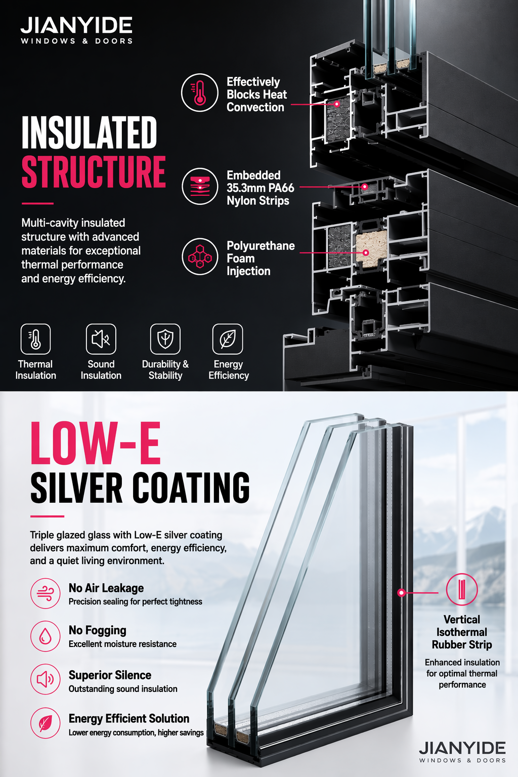 Heavy Duty 86 Series Aluminum Casement Window Profile