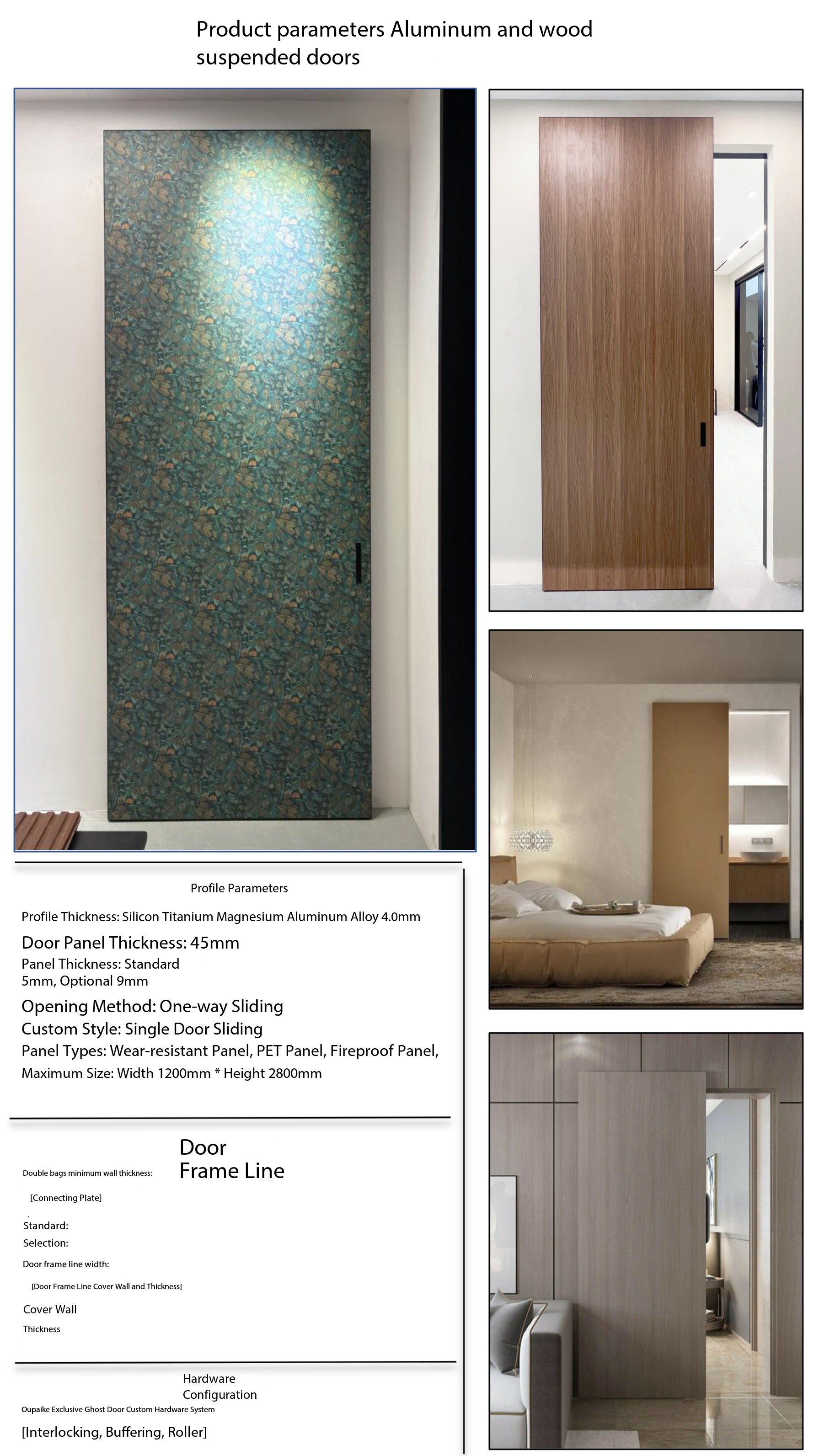 Aluminum-wood bedroom door.customize interior doors for residential use