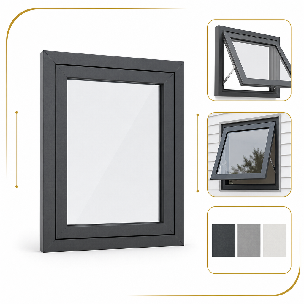 Factory Direct Vertical Awning Window Double Glazed Low-E Glass Thermal Break Soundproof AS2047 CE NFRC Exterior Teashop