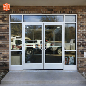 Customized Office Entrance Doors Windproof Aluminum Frame Store Front Doors Glass Doors for Business