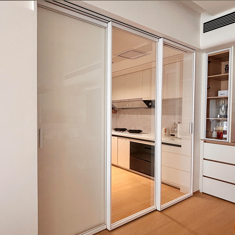 Ultra Slim Aluminum Sliding Door Multi Panel Linked System Kitchen Door Waterproof Windproof Wholesale Factory Tempered Glass