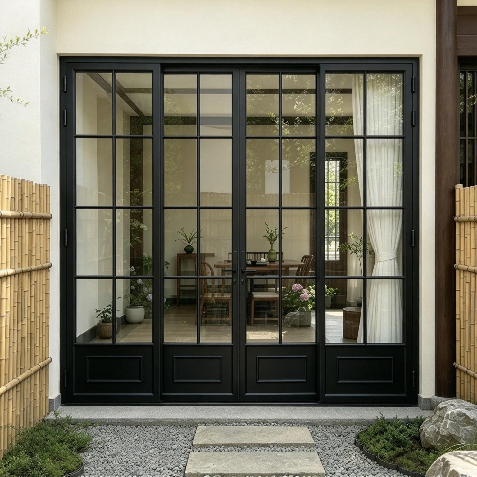 Modern Aluminum French Door Double Casement Swing Patio Entry Door Thermal Break Tempered Glass Luxury Villa ODM Factory China
