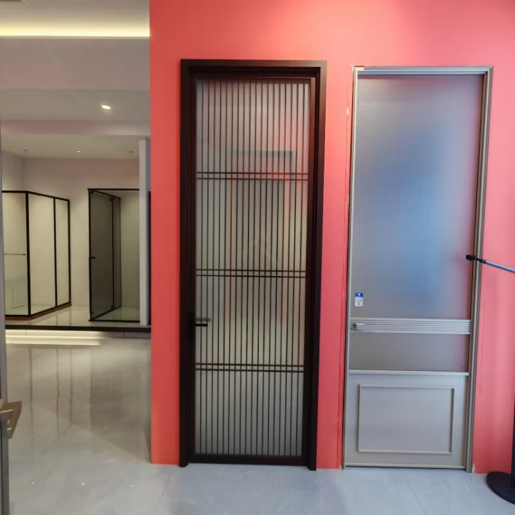 Aluminum Alloy Double-Layer Glass Fiberglass Side Opening Door Ultra-Narrow Minimalist Design Fireproof Soundproof Kitchen