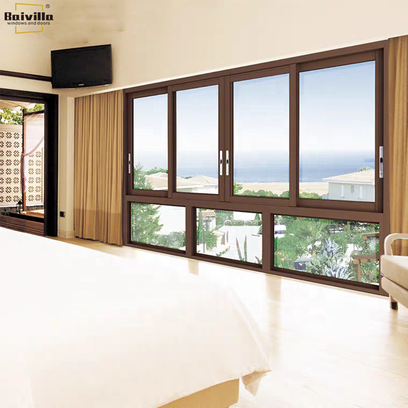 Thermal Break Aluminum Window Energy Efficient Slimline Frame Double Glazed Window OEM RAL Color Customized Side Sliding Window