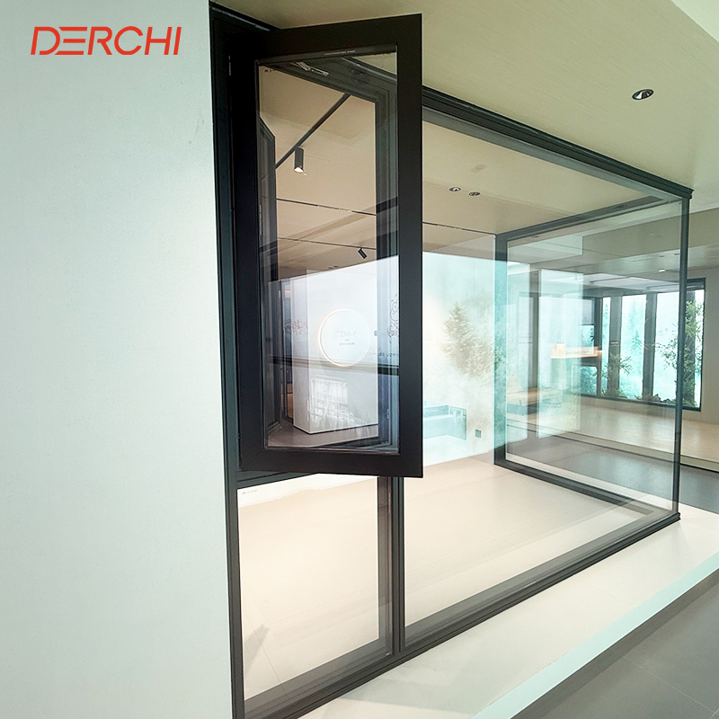 DERCHI Thermal Break Aluminum Casement Window Double Glazed Sound Insulation Aluminium Windows for Bedroom and Living Room