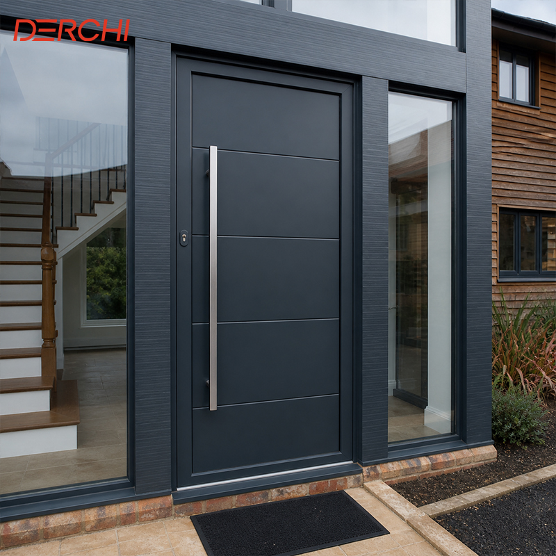 Double Aluminum Entrance Door Double Front Door Exterior Aluminum Security Door For Villa Apartment Building Project