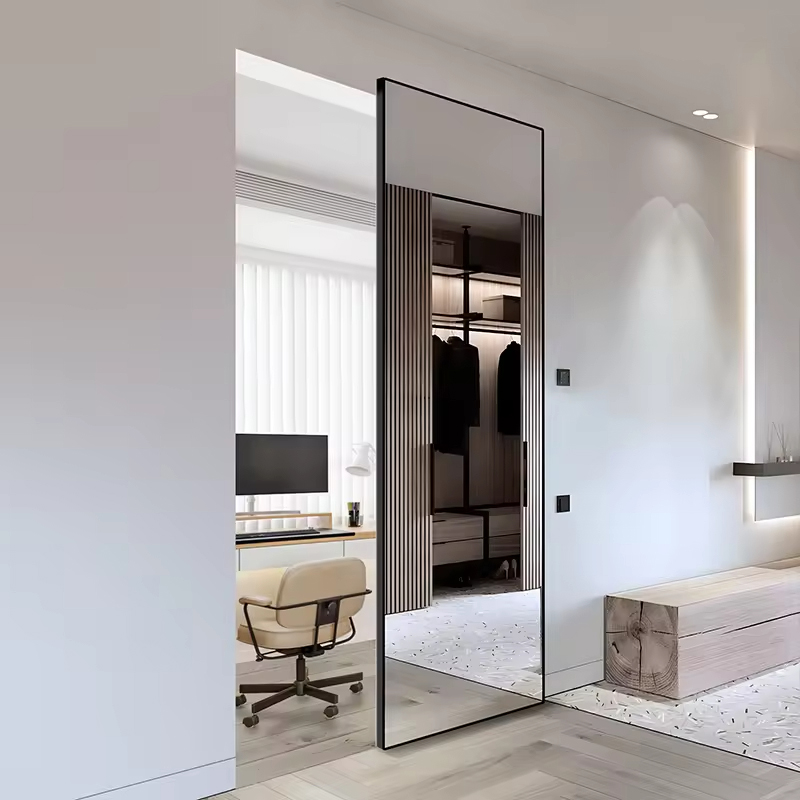 Aluminum Interior Glass Sliding Door Magic Mirror Pocket Door for Bathroom Kitchen Bedroom