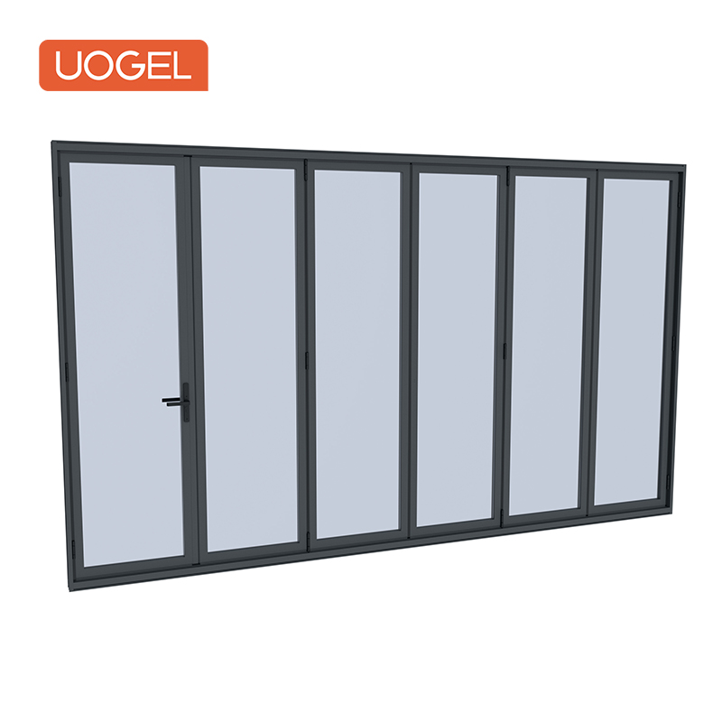 Uogel Custom Size Aluminium Bi-Folding Exterior Glass Bifold Doors US Standards Powder Coated Accordion Folding Design 1 Set