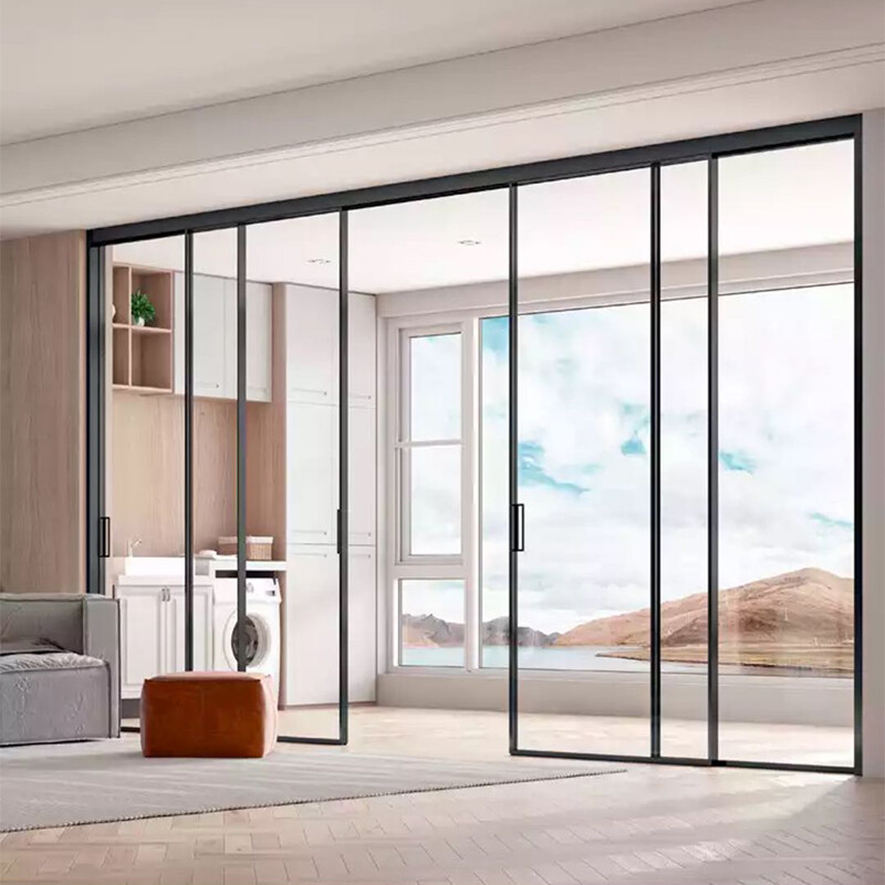 2023 New Automatic Maglev Magnetic Levitation Sliding Doors 3 Panel Slimline Doors Aluminium Narrow Slim Frame Sliding Door