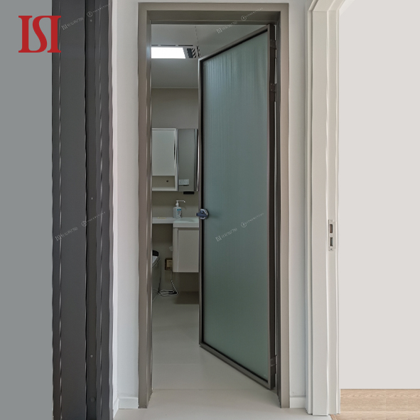 Top Brand Modern Simple Aluminum Swing Door Black Aluminum Frame High Quality Alloy Material for Bedroom Custom Minimalist