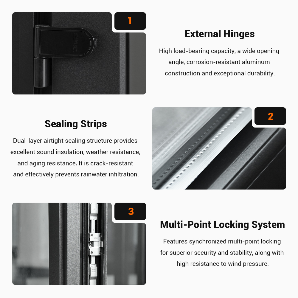 Thermal Break Aluminum Frame Double Glazed Window Casement Windows