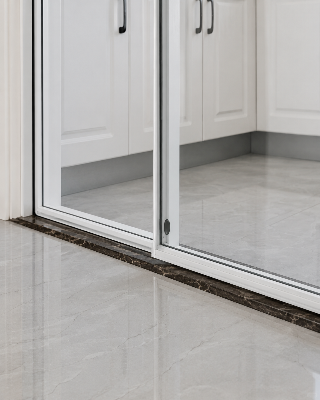 Factory Custom White Aluminum Kitchen Sliding Door 2 Panel Glass Balcony Partition Door