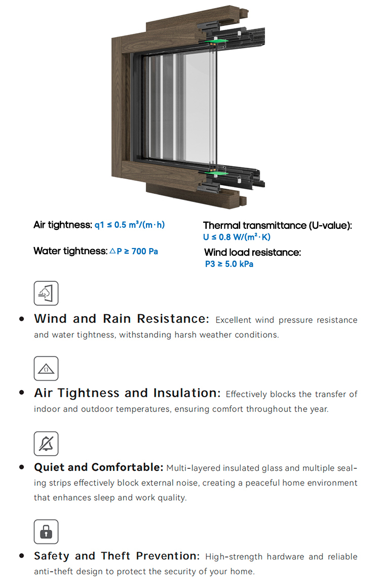 Sayyas Windows P120 Modern PHI Certified Energy Efficient Alu-Wood Composite Soundproof Heat Insulation Windows Kitchen Bathroom