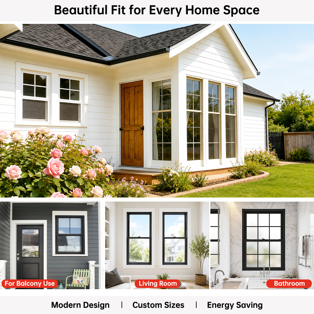 EEHE Vertical Aluminum Sliding Window CE Certified Thermal Break Windproof Anti-Fall Single Hung Soundproof