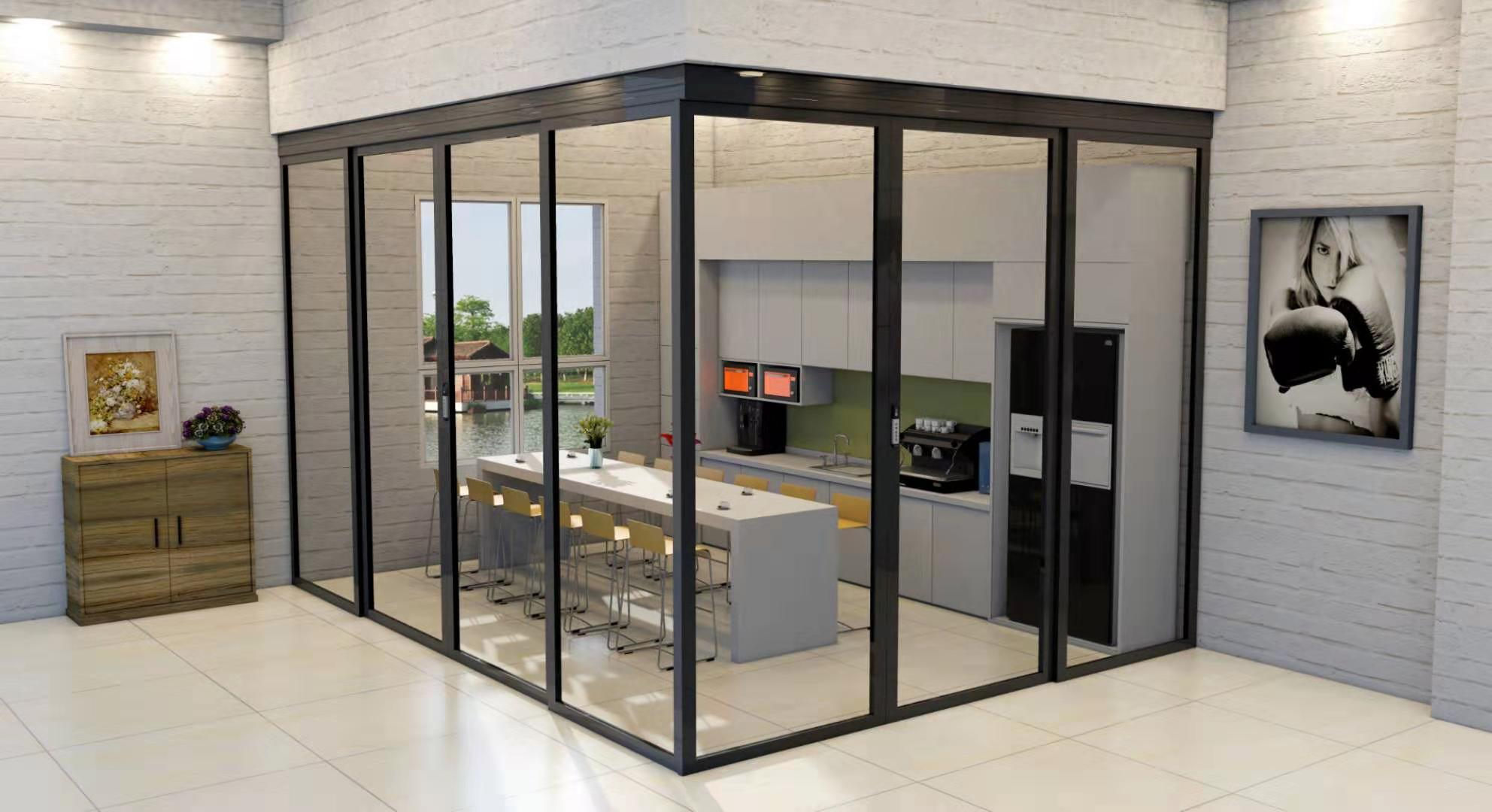 2023 New Automatic Maglev Magnetic Levitation Sliding Doors 3 Panel Slimline Doors Aluminium Narrow Slim Frame Sliding Door