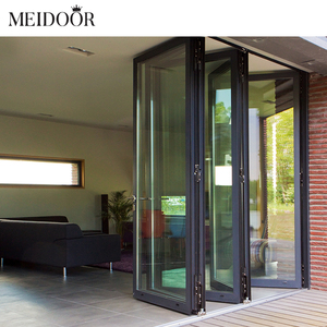 Exterior Front 4 Panel Double Glazed Patio Aluminium Sliding Doors Folding Tri Fold Storm Japanese Bifold Door
