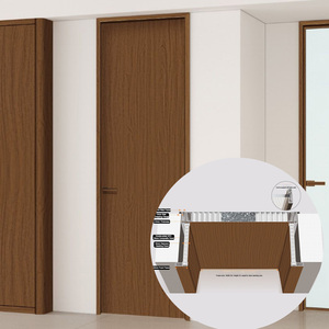 Modern Slim Edge Full Aluminum Bedroom Door Aluminum Honeycomb Core Wood Grain SPC Composite Panel Ultra Narrow Frame Door