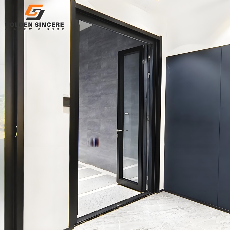 GS High Quality Single Glass Aluminum Swing Door for Office Use