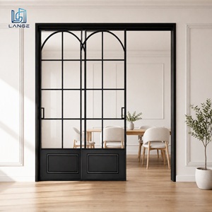 LANGE Luxury Modern Grid Glass Door Aluminum Alloy Arched Window with Grid Waterproof Thermal Break Glass Door for Villa