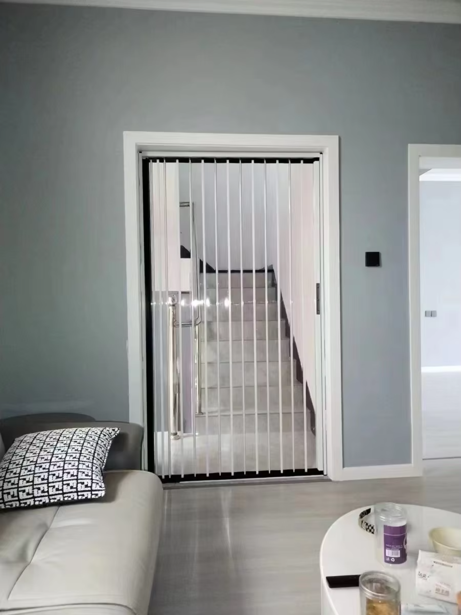 Aluminum Frame Clear Acrylic PVC Thermal Insulation Sliding Folding Retractable Partition Door for Kitchen Staircase Outdoor Air