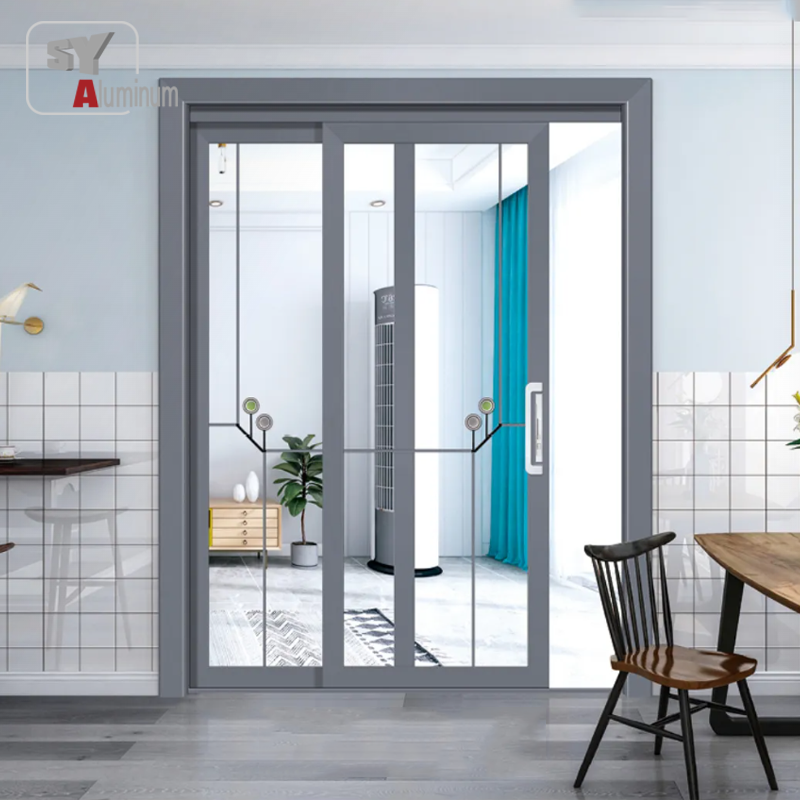 Two Track Two Panel Aluminum PD/PT Door Double-leaf Folding Swing Door Modern Outdoor Exterior Front Entry Slide Door