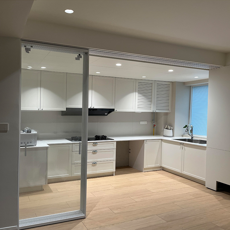 Ultra Slim Aluminum Sliding Door Multi Panel Linked System Kitchen Door Waterproof Windproof Wholesale Factory Tempered Glass