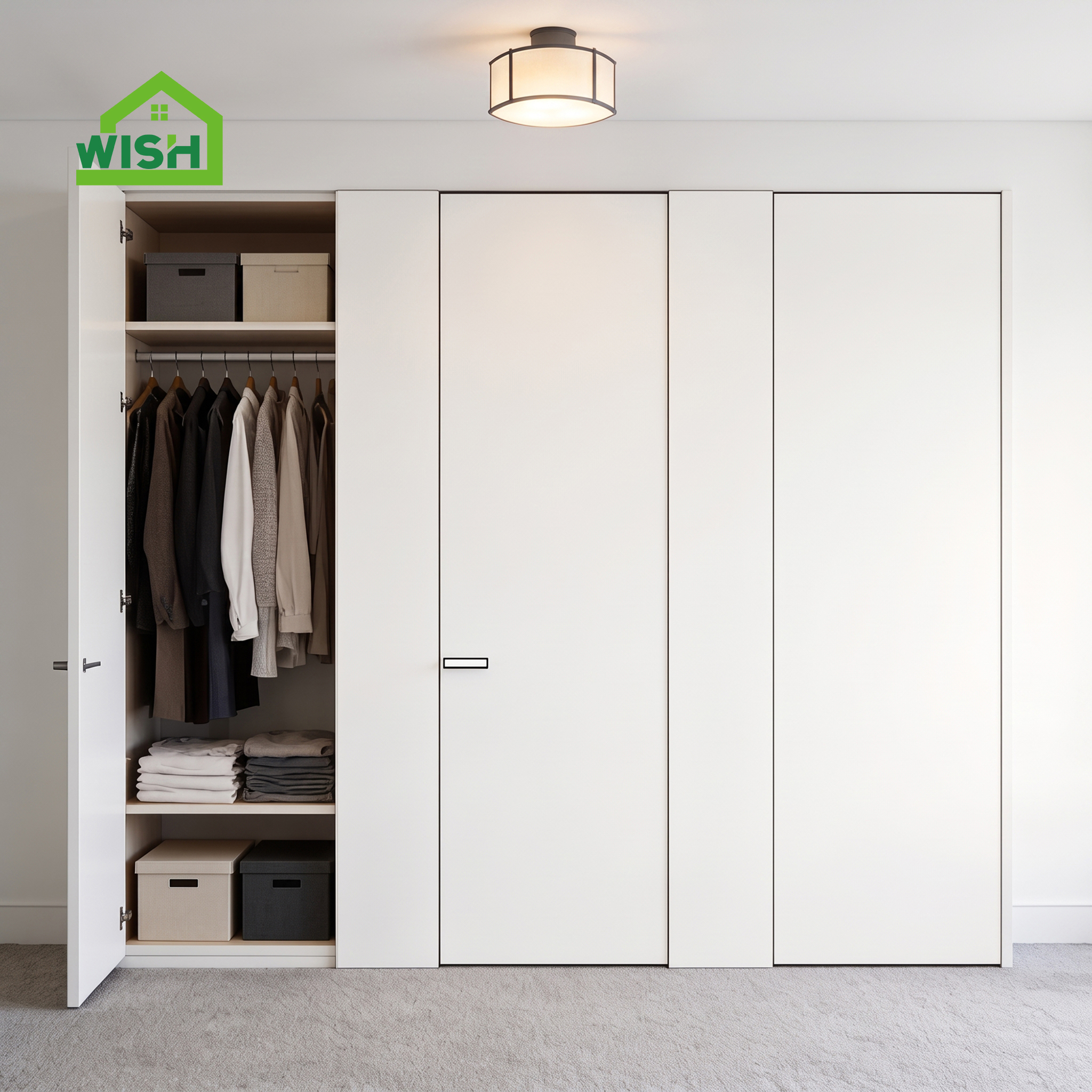 Modern Hidden Frameless Wooden Swing Door Finished Composite Panel Interior for Livingroom Apartment Hotel Villa Project