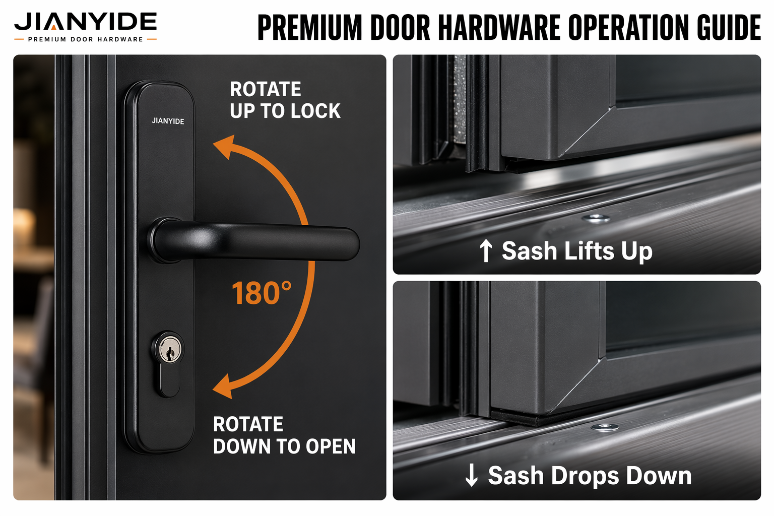 Aluminium Exterior Sliding Doors Heavy Duty Lift and Slide Door Detail Shot