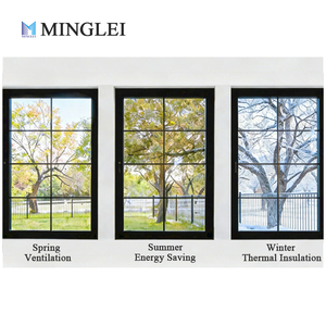 Energy Saving Black Slim Aluminum Casement Windows